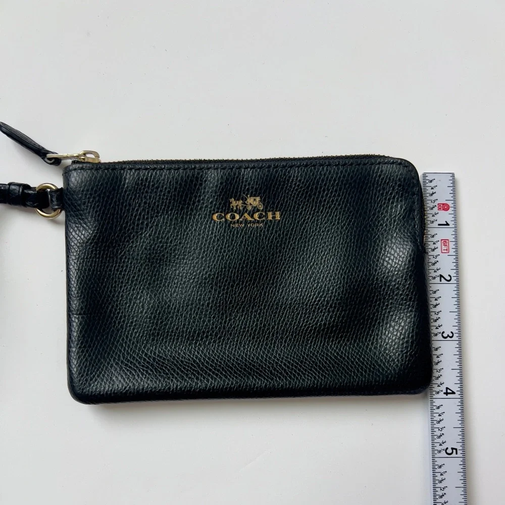 Coach Black Pebbled Leather Wristlet
